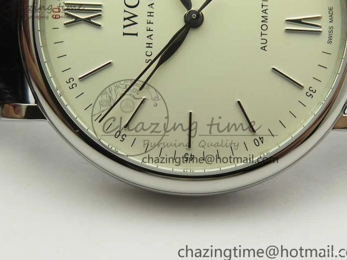 MIROTIME 0419 Portofino Automatic SS FKF 1:1 Best Edition White Dial SS Markers on Black Leather Strap A QuickDry 7138